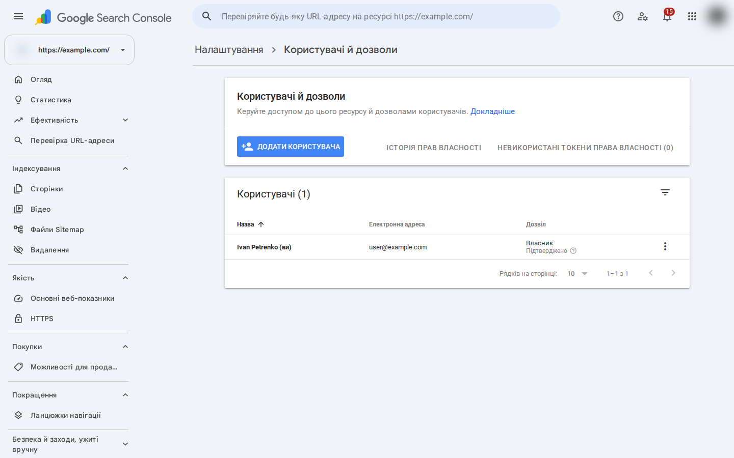 Розділ Користувачі й дозволи: надання доступу до ресурсу